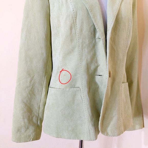 Vintage 90s Kim Rogers Chunky Stitch Lime Green Workwear Blazer Jacket - Picture 10 of 14